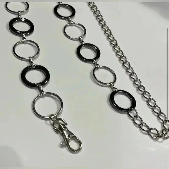 Silver Tone Gun Metal Gray Circle Chain Link - Picture 11 of 12